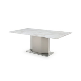CREATIVE IMAGES INTERNATIONAL 79" Marble Dining Table with Stainless Steel Base