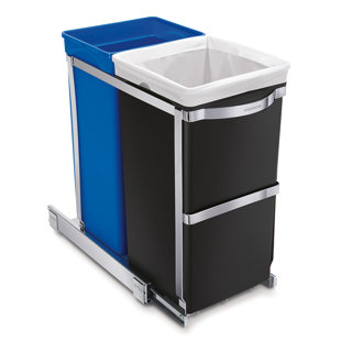 Simplehuman 35L (20/15) Pull Out Recycler Kitchen Bin, Heavy Duty Steel Frame