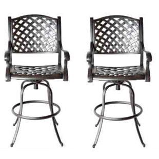 K&B PATIO Nassau Powder Coated Aluminum Outdoor 26'' Counter Stool (Set of 2)