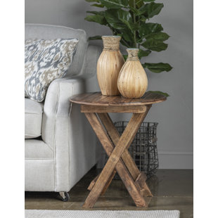 CRESTVIEW COLLECTION Andrea 21" Solid Wood Circular Fold-in-Half Portable Folding Table