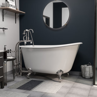 CAMBRIDGE PLUMBING 54'' x 29'' Freestanding Cast Iron Bathtub with Faucet