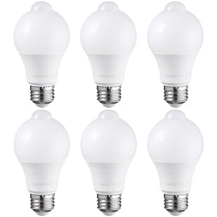 TORCHSTAR A19 LED Motion Sensor Light Bulb, 60W Eqv. E26 Base, 6000K Pure White (Set of 6)