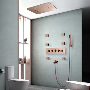 SMART LIVING&TECHNOLOGY Thermostatic Complete Shower System with Rough-in Valve