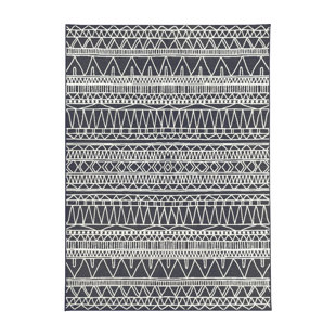 MY MAGIC CARPET Chelsea Tribal Aztec Black Flatweave Geometric Rug