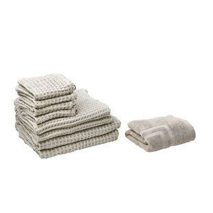 EBERN DESIGNS Amill Honeycomb / Waffle Bath Towels - Set of 9