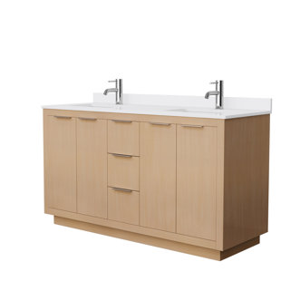 WYNDHAM COLLECTION Maroni 60'' Double Bathroom Vanity with Marble Top