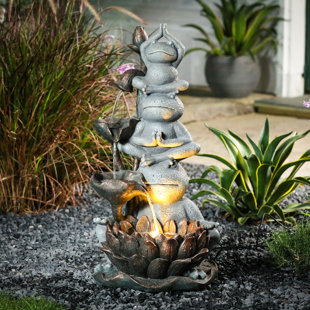TRINX Comanche Hand Crafted Weather Resistant Floor Fountain with Light