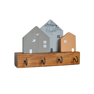VISIONARY HOME Solid Wood Wall Organizer with Key Hooks