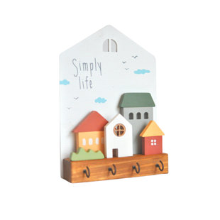 VISIONARY HOME Solid Wood Wall Organizer with Key Hooks