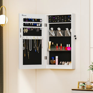 EBERN DESIGNS Freudberg Wall Mounted Jewelry Armoire with Mirror