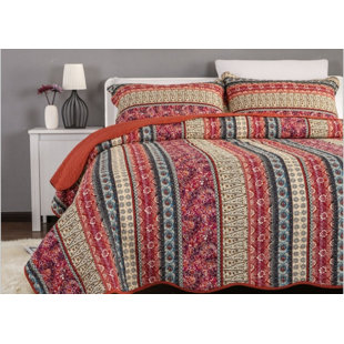 SHUBOZEMAN WHOLESALE & RETAIL LLC Traditional Cotton Machine Woven Striped Quilt Set