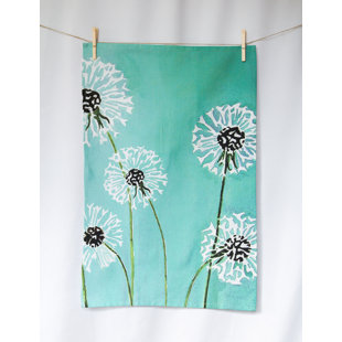 INDIA & PURRY Tea Towel: Dandelions on Aqua