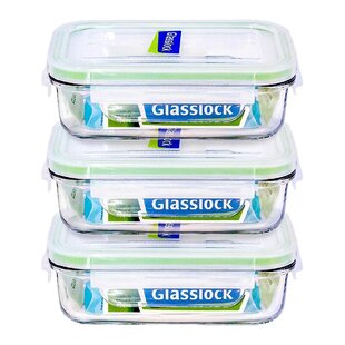 GLASSLOCK Glass Food Storage - Set of 3 Containers and 3 Lids (Set of 3)