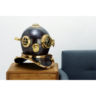 EC WORLD IMPORTS Antique Reproduction U.S. Navy Mark-V Brass Diving Helmet
