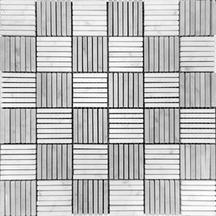 TILE CLUB Carrara 0.2" x 2" Marble Grid Mosaic Wall & Floor Tile