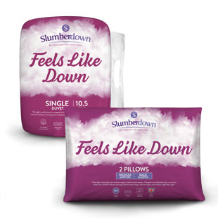 SLUMBERDOWN Feels Like Down 10.5 Tog All Year Round Duvet with 2 Medium Support Back Sleeper Pillows