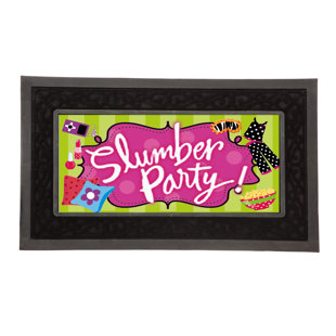 EVERGREEN ENTERPRISES, INC Welcome Sassafras Slumber Party Decorative Insert 22 in. x 10 in. Non-Slip Outdoor Door Mat