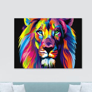 WORLD MENAGERIE Lion Abstract Pop Art - Wrapped Canvas Print