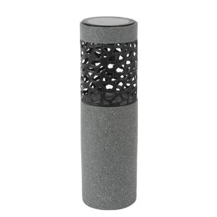 LUXEN HOME Gray Low Voltage Solar Powered Integrated LED Metal Bollard Light