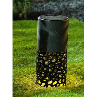 LUXEN HOME Low Voltage Solar Powered Integrated LED Metal Bollard Light