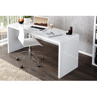 EAST URBAN HOME Bronislava High Gloss Home Office White Desk - Sleek Design