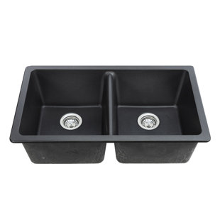 AGUA CANADA 33'' L Undermount Double Bowl Quartz Kitchen Sink