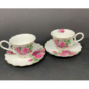 MDR TRADING INC. Roses Teacup & Saucer (Set of 2)