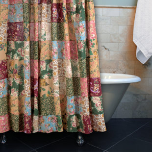 GREENLAND HOME FASHIONS Antique Chic Patchwork Cotton Single Shower Curtain