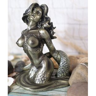 TRINX Marianna Ebros Aged Bronze Resin Nude Seductive Mermaid Statue 7.25" Tall Nautical Coastal Ocean Sea Decor Figurine Sirens Luring Maidens Of The Dark Waters Fantasy Sculpture