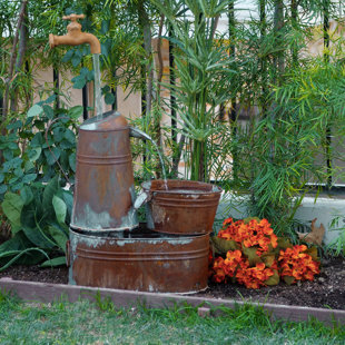 WILLISTON FORGE Outdoor Metal Weather Resistant Tabletop Fountain