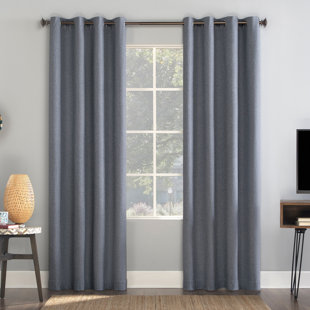 Sun Zero Enzi Herringbone Draft Shield Fleece Insulated 100% Blackout Grommet Curtain Panel
