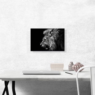 ARTCANVAS " Roaring Lion Black And White "