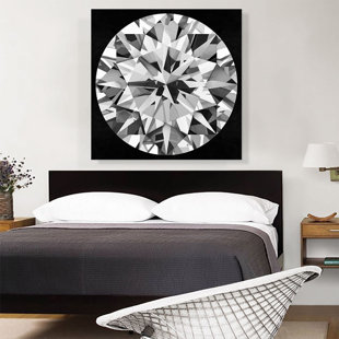 ARTCANVAS " Gray White On Black Round Brilliant Cut Diamond Jewel "