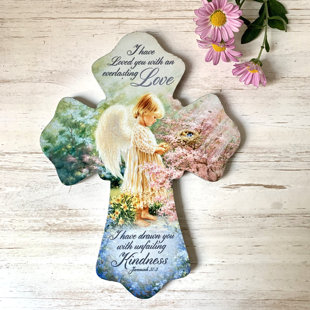 GLOW DECOR Everlasting Love Angel Wooden Cross