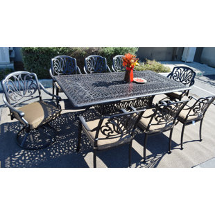 K&B PATIO Nassau Rectangular 8 - Person 84" Long Dining Set with Cushions