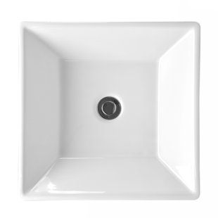 EISEN HOME Havasu White Ceramic Square Vessel Bathroom Sink