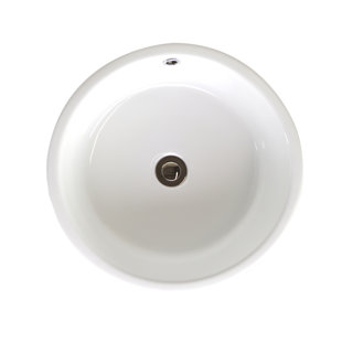 Eisen Home Sutherland 16.34'' White Ceramic Circular Bathroom Sink with Overflow