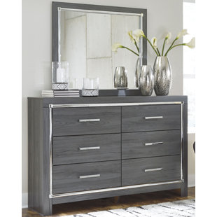ROSDORF PARK Layeska 6 Drawer 60.5" W Double Dresser with Mirror