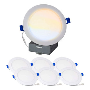 NUWATT 4'' Selectable Color Temperature Dimmable Air-Tight IC Rated LED Canless Recessed Lighting Kit (Set of 6)
