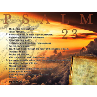 TRI-SEVEN ENTERTAINMENT Psalm 23 Bible Scripture Quote Inspirational - Unframed Print On Paper On Paper Print