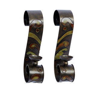 ASTORIA GRAND Metal 2 Candle Indoor Outdoor Black Wall Sconce (Set of 2)