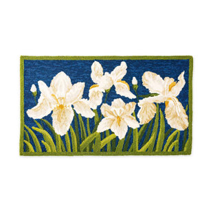 PLOW & HEARTH Indoor/Outdoor Iris Hooked Polypropylene Accent Rug