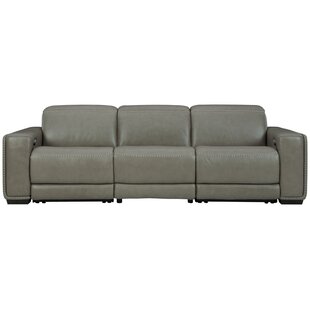 SIGNATURE DESIGN BY ASHLEY Correze 116.5" Wide Genuine Leather Symmetrical Reclining Corner Sectional