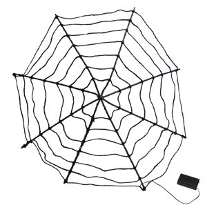 NORTHLIGHT SEASONAL 16" Lighted Black B/O Spider Web Halloween Decoration with Purple LED Lights