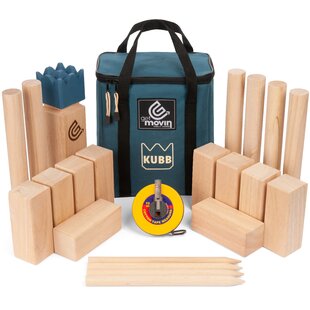 GetMovin' Family Games Solid Wood Kubb with Carrying Case