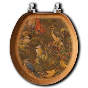 HOUSE & HOMEBODY CO. Berry Bush Songbirds Oak Round Toilet Seat