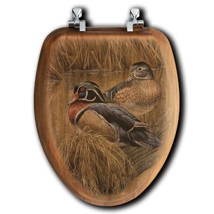 HOUSE & HOMEBODY CO. Back Water Wood Ducks Oak Elongated Toilet Seat