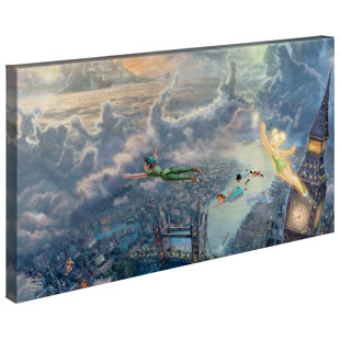 ART BRAND STUDIOS " Disneys Tinker Bell And Peter Pan Fly To Neverland " by Thomas Kinkade Studios