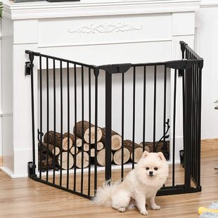 PAWHUT Metal Wall Mounted Pet Gate With Door