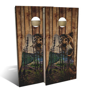 SKIP'S GARAGE 2' x 4' Bear Mountain Solid Wood Cornhole Board Set